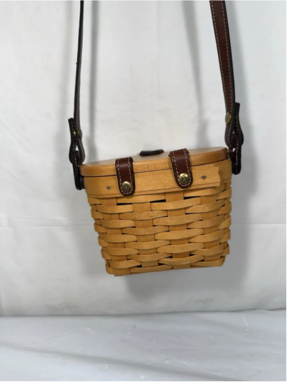 Longaberger Homecoming Bee Station 2000 Kiddie Basket Purse Leather Strap rare